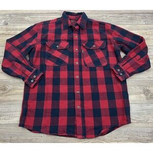 Five Brother Flannel Shirt Buffalo Plaid Mens Large Red/Black Gorpcore Cabincore